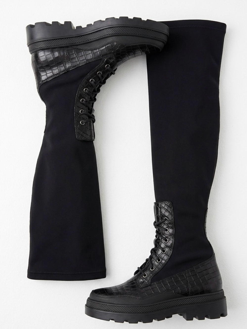 NWOT Free People Shortditch Women's Black Tall Over the Knee Leather Boot. - Picture 7 of 8